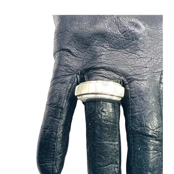 925 Italy Sterling Silver Estate Vintage Ring Artistic Sleek Wide Size 6.75 - Picture 5 of 11